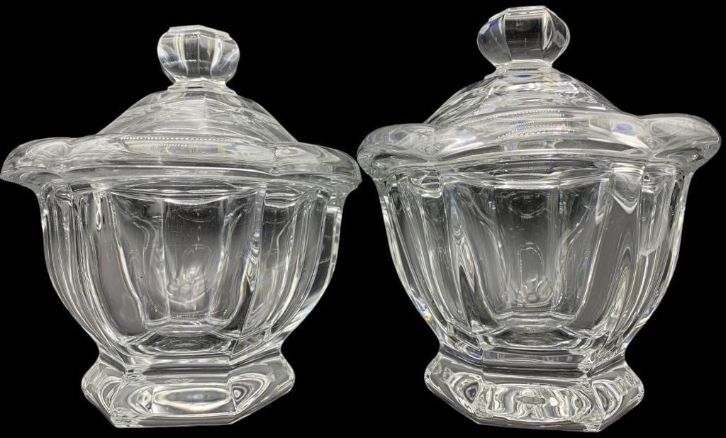 PAIR OF BACCARAT HARCOURT MISSOURI JAM JARS (1 of 5)