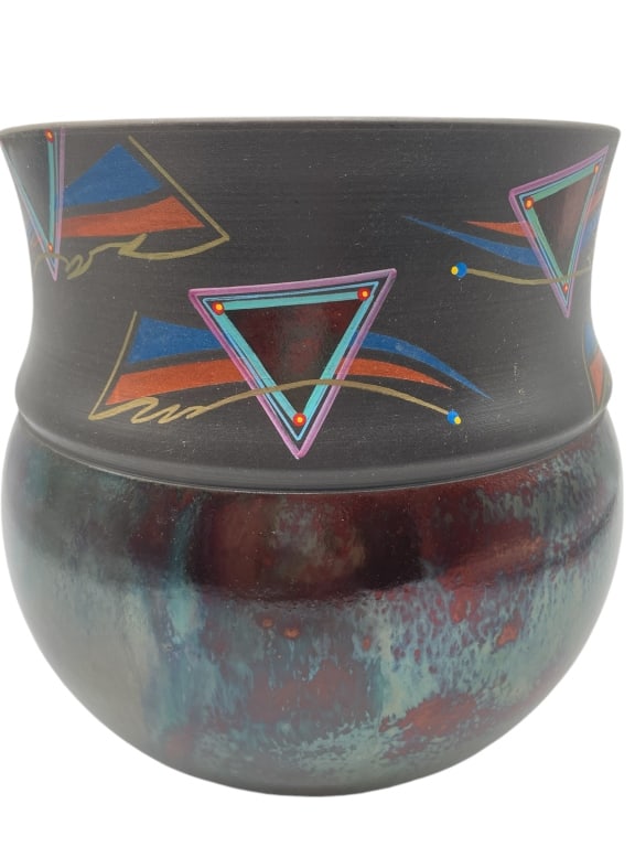 ARTIST SIGNED VINTAGE URN 1991 CERAMIC 10" X 12" (1 of 5)