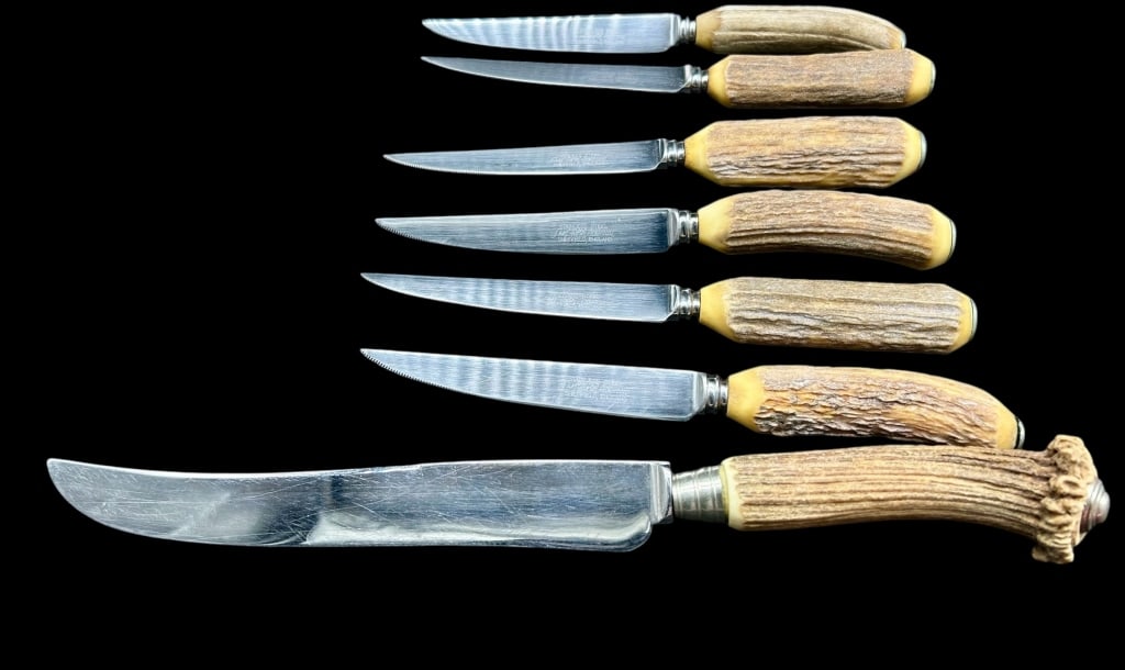 KIRK SHEFFIELD ENGLAND ANTLER HANDLE KNIVES (7) (1 of 6)