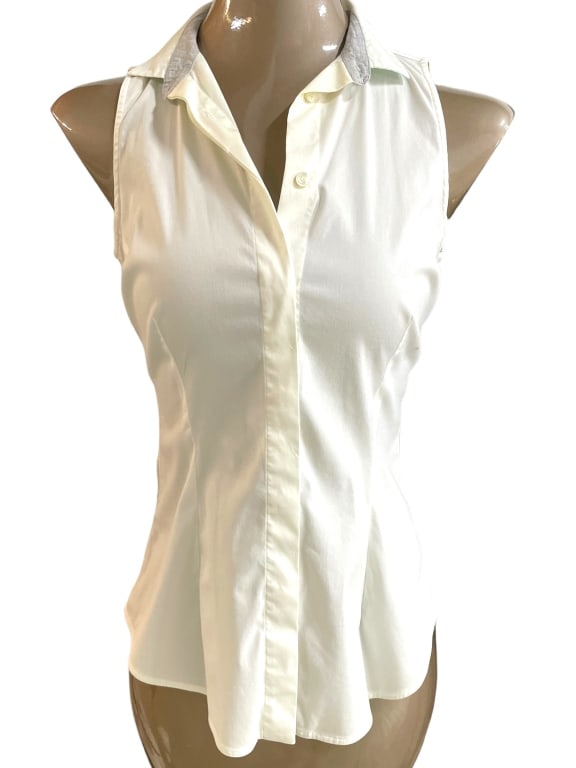 BRUNELLO CUCINELLI SLEEVELESS WHITE SHIRT BUTTON M (1 of 4)