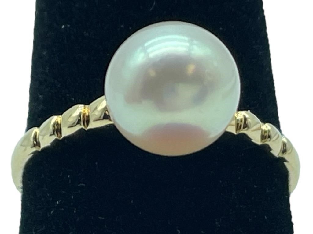 18K GOLD & PEARL RING SZ:5 2g (1 of 5)