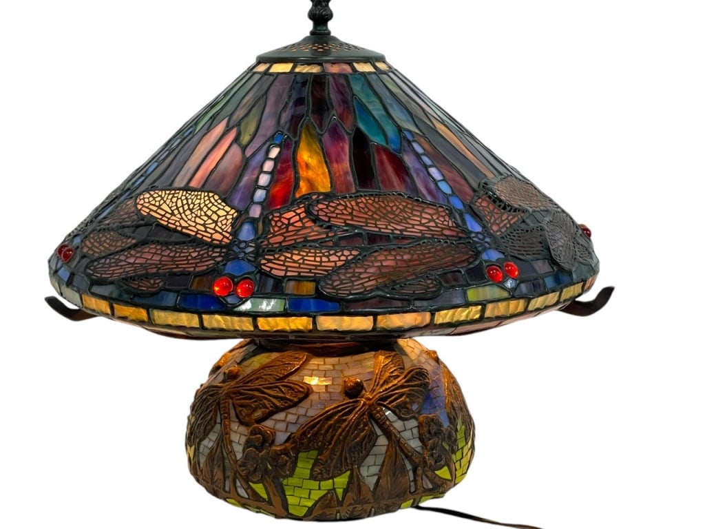 TIFFANY STYLE DRAGONFLY TABLE LAMP 17" (1 of 6)
