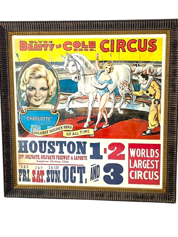 1965 CLYDE BEATTY COLE BROS CIRCUS POSTER 34" (1 of 2)