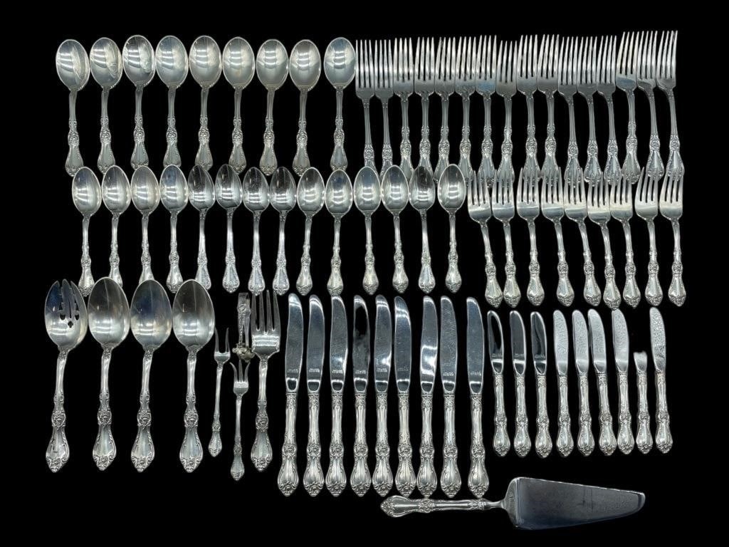 WALLACE ROYAL ROSE STERLING SILVERWARE SET (75) (1 of 6)