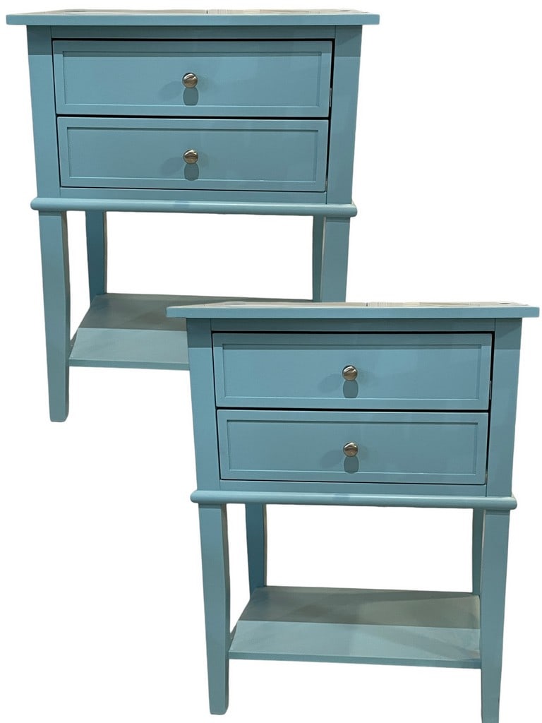 PAIR OF WOODEN NIGHTSTAND WITH TWO DRAWERS 28": PAIR OF WOODEN NIGHTSTAND WITH TWO DRAWERS -28"H X 22" X 16" APPROX EACH -VERY GOD PRE OWNED CONDITION -DP93024