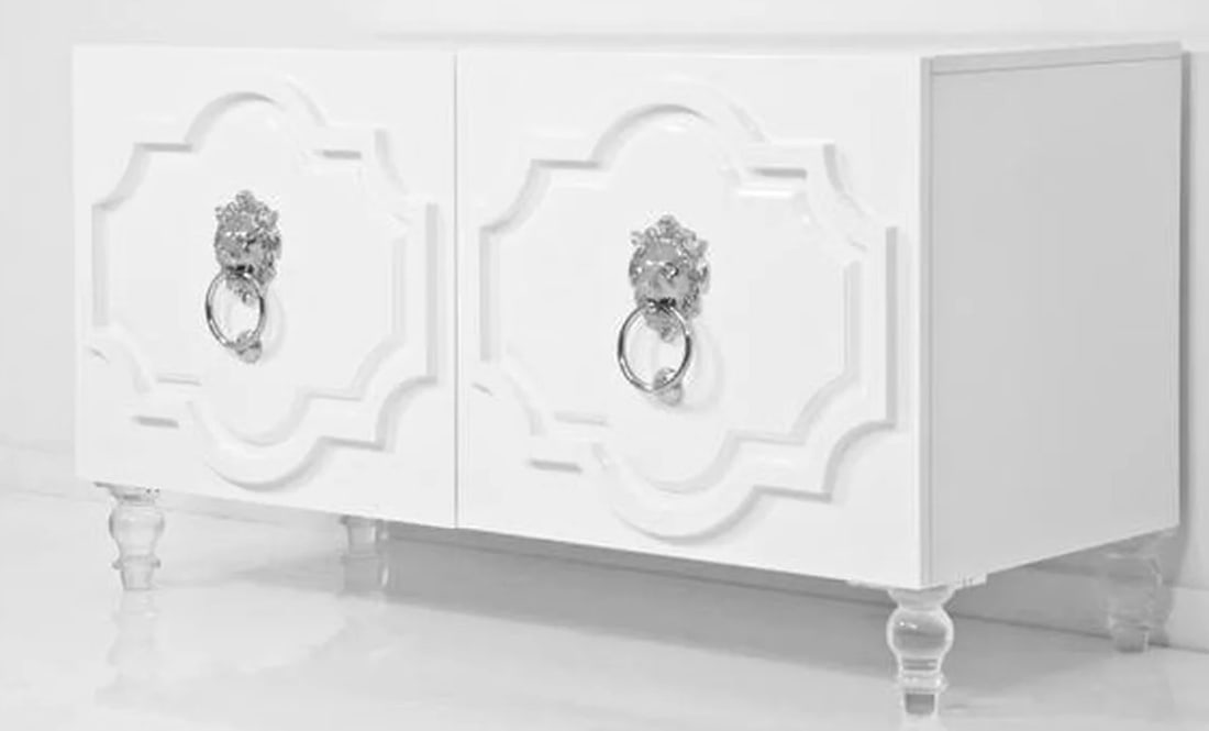 WHITE MARRAKESH MOLDED WHITE TWO DOOR CREDENZA 48" (1 of 6)