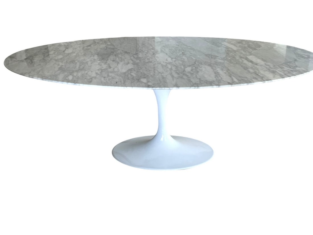 LARGE TULIP STYLE TABLE W MARBLE TOP (1 of 9)