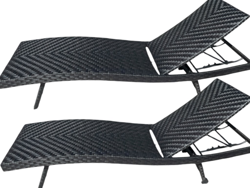 PAIR OF WICKER PATIO CHAISE SUN RECLINERS (1 of 10)