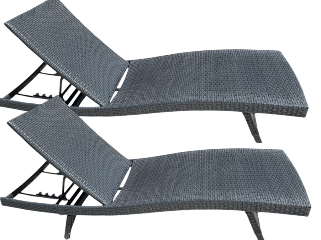 PAIR OF WICKER PATIO CHAISE SUN RECLINERS (1 of 11)