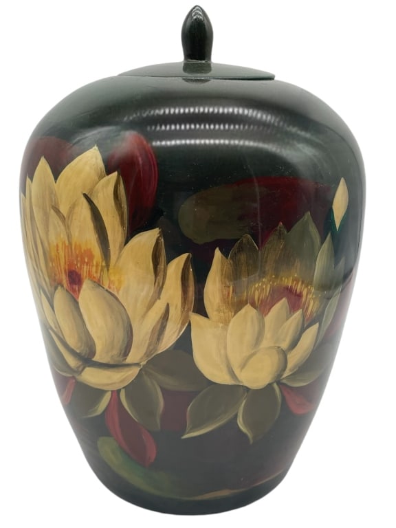 FLORAL CERAMIC JAR 11" X 8.5" (1 of 6)