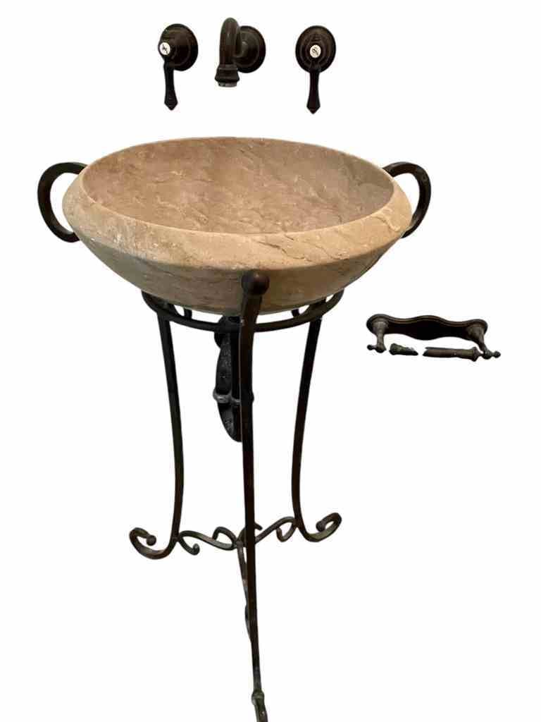 COMPLETE RUSTIC WROUGHT IRON BATHROOM SET W FAUCET (1 of 11)