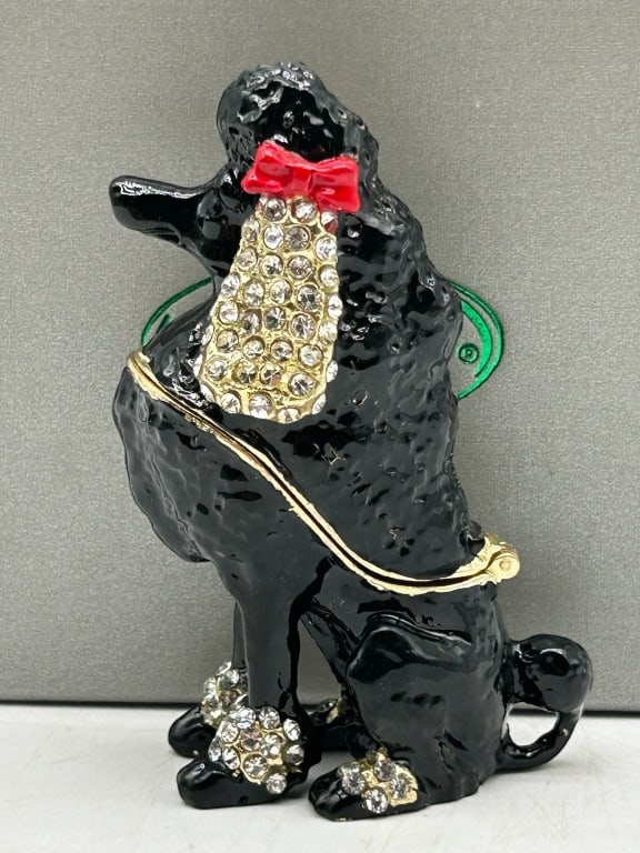 BLACK POODLE SWARVOSKI CRYSTAL POODLE TRINKET NIB (1 of 4)