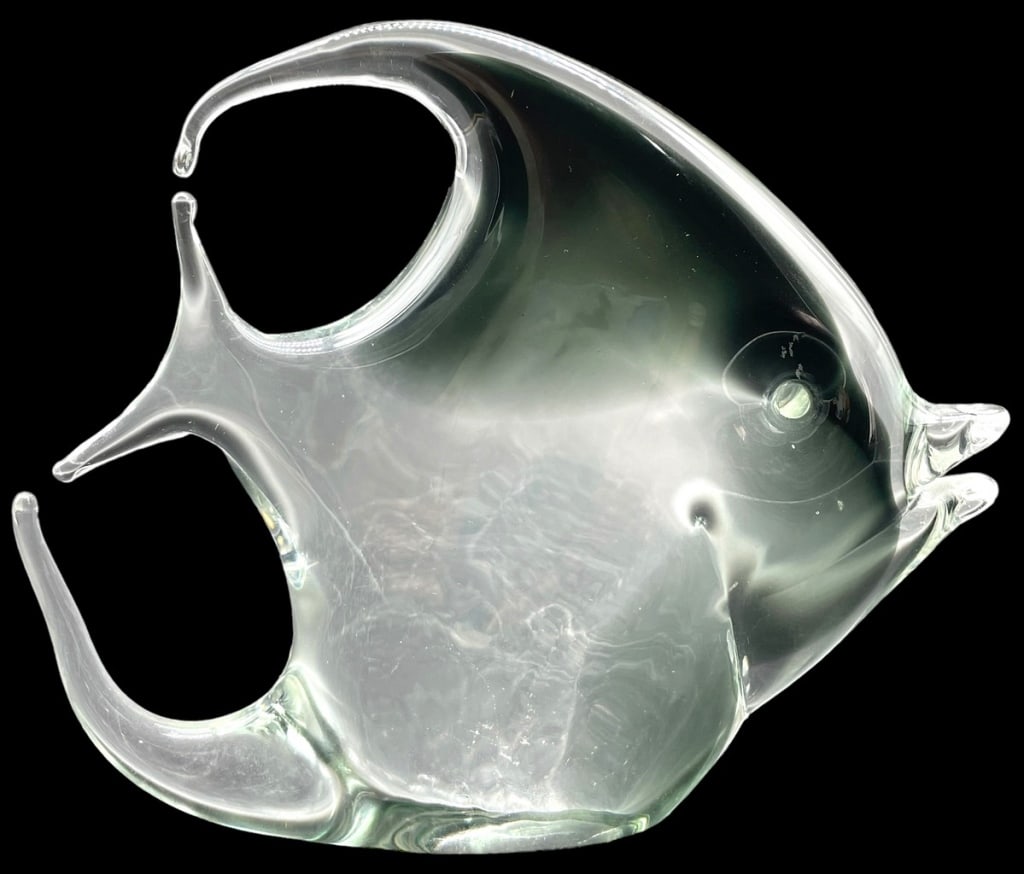 STEUBEN STYLE ART GLASS FISH SCULPTURE 7" (1 of 7)