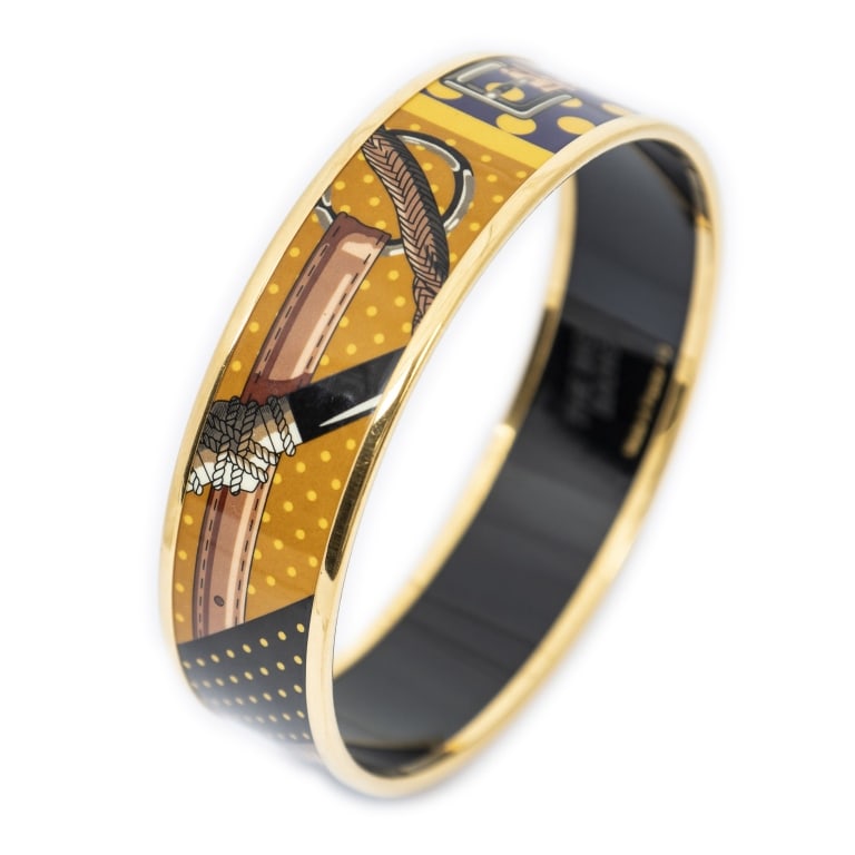 HERMES ENAMEL BANGLE BRACELET W BELT MOTIF (1 of 3)