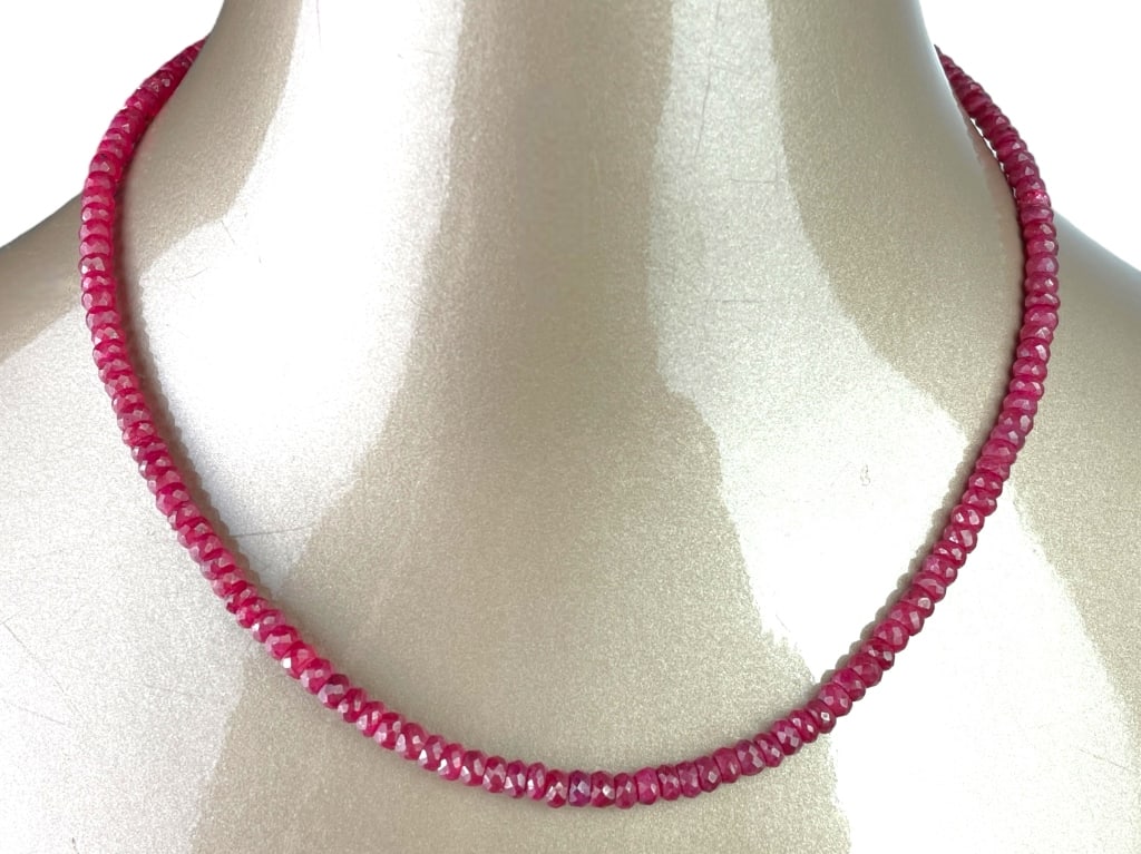 160CTS 3MM-4MM RUBY GEMSTONE NECKLACE, 925 (1 of 4)
