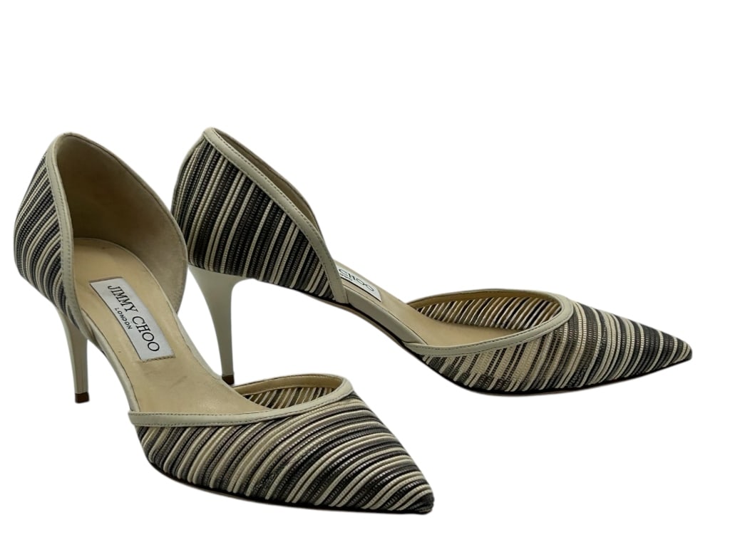 JIMMY CHOO METALLIC STRIPED HEELS 39.5 (1 of 4)
