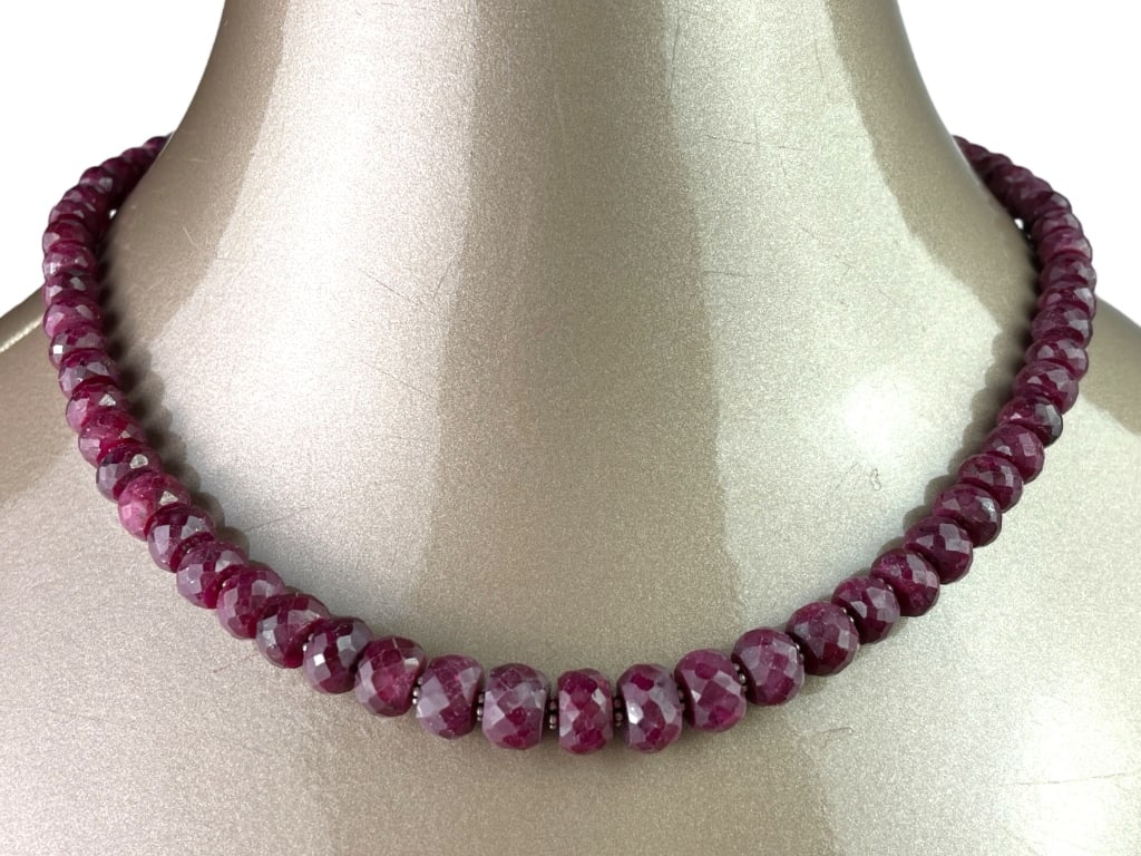 300CTS RUBY GEMSTONE NECKLACE EMERALD CLASP 925 (1 of 5)