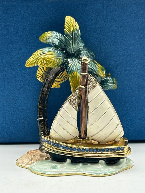 JAY STRONGWATER STYLE SAILBOAT TRINKET BOX (1 of 3)
