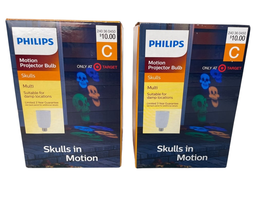 PAIR OF SKULL LED MOTION PROJECTORS NIB: PAIR OF SKULL LED MOTION PROJECTORS NIB