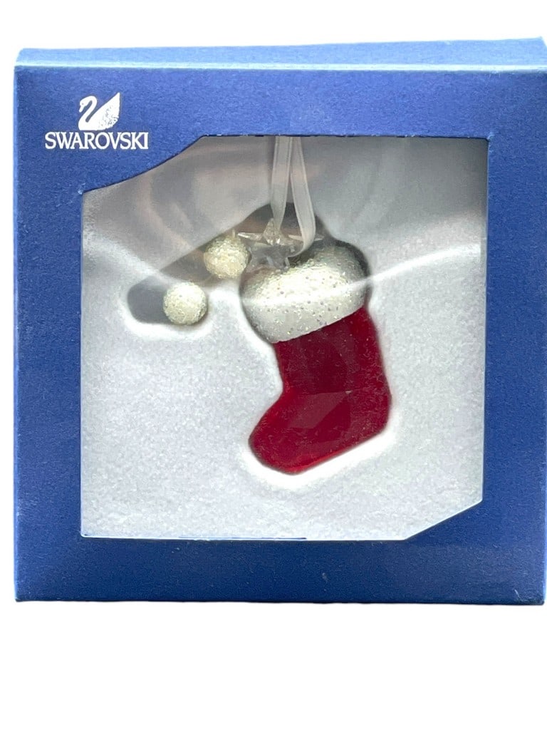 SWAROVSKI CRYSTAL XMAS STOCKING ORNAMENT W BOX: SWAROVSKI CRYSTAL CHRISTMAS STOCKING ORNAMENT W BOX | COLLECTIBLE CRYSTAL SWAROVSKI FIGURINES | COLLECTIBLE HOLIDAY CHRISTMAS XMAS -2 OF 2 AVAILABLE -VERY GOOD CONDITION WITH BOX -DP11124 ***Please no