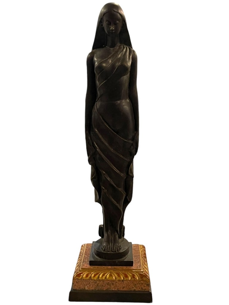 1930'S DECO STYLE BRONZE FIGURAL STATUE 27" (1 of 9)
