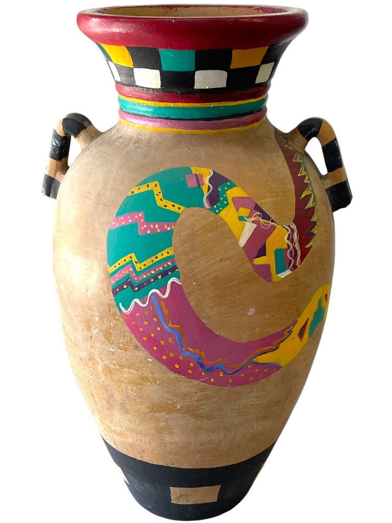 LARGE MEXICAN FOLK ART TERRACOTTA SNAKE VASE 44" (1 of 6)