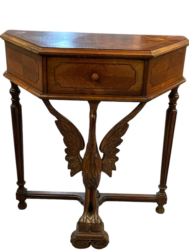 VINTAGE SWAN TABLE WITH STORAGE DRAWER 29" (1 of 11)