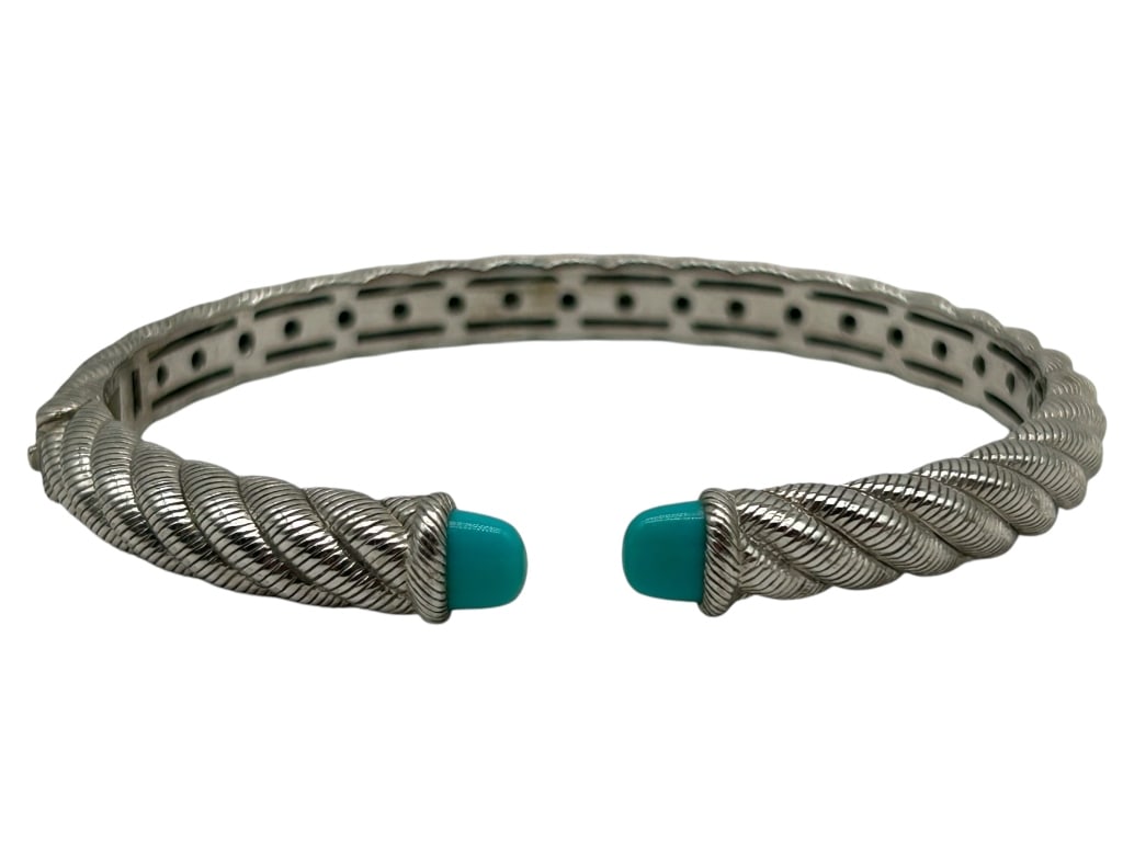 JUDITH RIPKA STERLING SILVER & TURQUOISE CUFF: -JUDITH RIPKA STERLING SILVER & TURQUOISE CUFF -VERY GOOD PREOWNED CONDITION -KK 1016