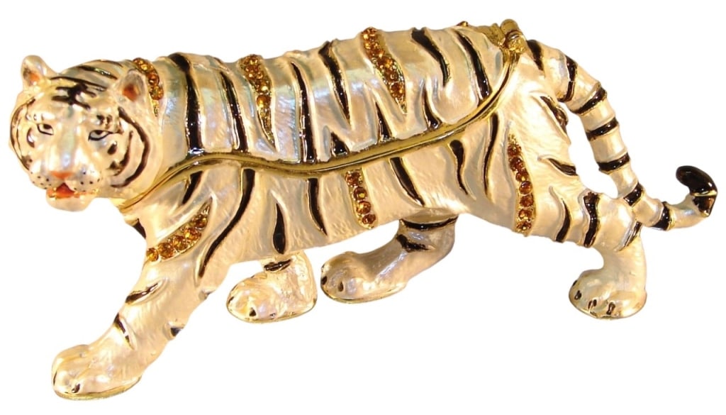 JAY STRONGWATER STYLE WHITE TIGER TRINKET BOX (1 of 2)