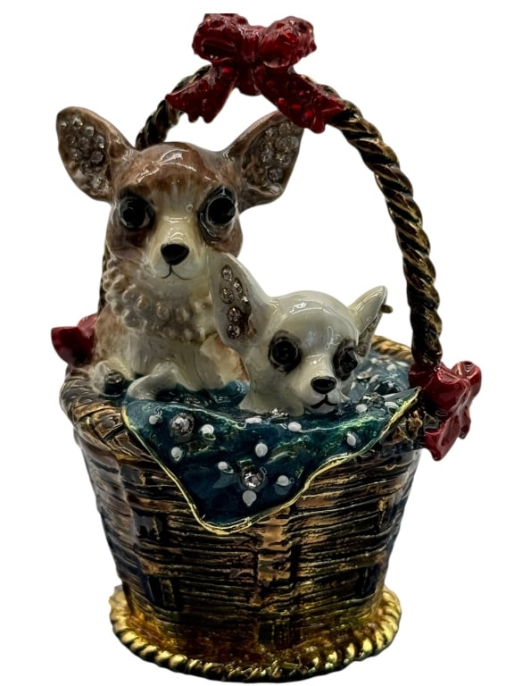 JAYSTONGWATER STYLE JEWELED CHIHUAHUA TRINKET BOX: JAYSTONGWATER STYLE JEWELED CHIHUAHUA TRINKET BOX -SIZE 3" -NEW WITH BOX
