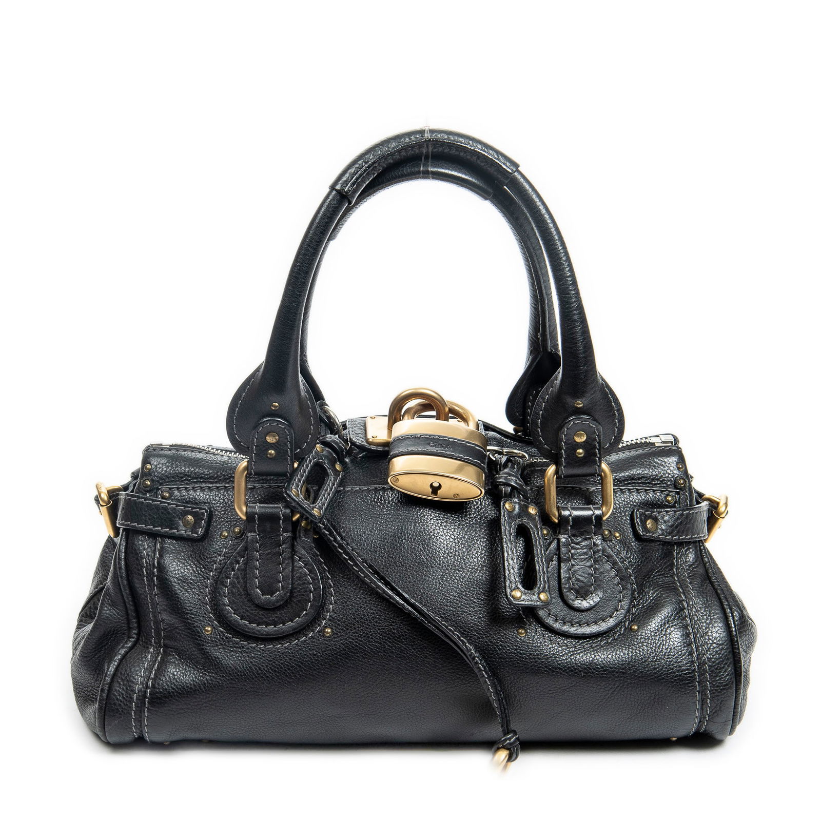 CHLOÉ PADDINGTON BLACK CALF LEATHER SHOULDER BAG: CHLOÉ PADDINGTON BLACK CALF LEATHER SHOULDER BAG -BLACK, CALF LEATHER -36*20*19CM -DUSTBAG, CADENAS, KEY, CARD -CONDITION RATING A -ABA3664 -JA 102224 Bidders may pick up their items from the
