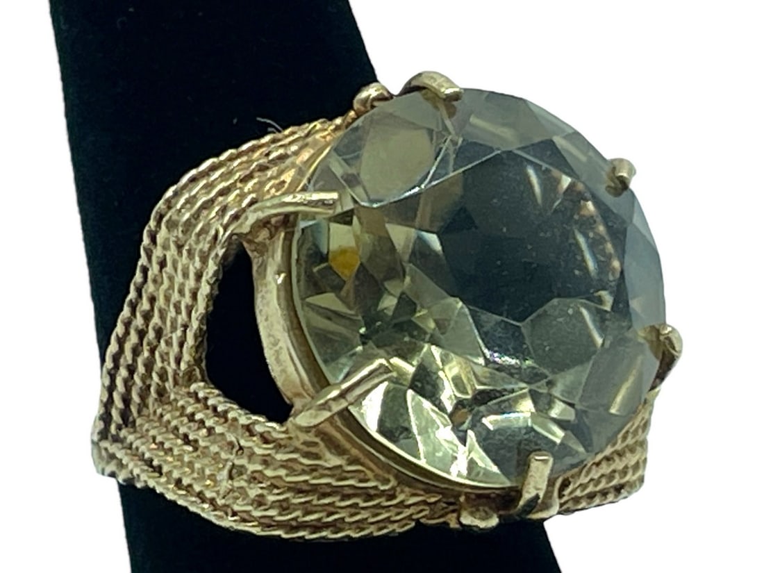 14K GOLD AND SMOKEY QUARTZ STATEMENT RING 10G (1 of 8)