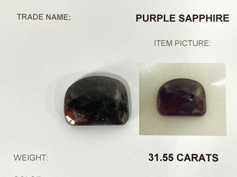 UNTREATED PURPLE SAPPHIRE GEMSTONE GFCO CERTIFIED (1 of 4)