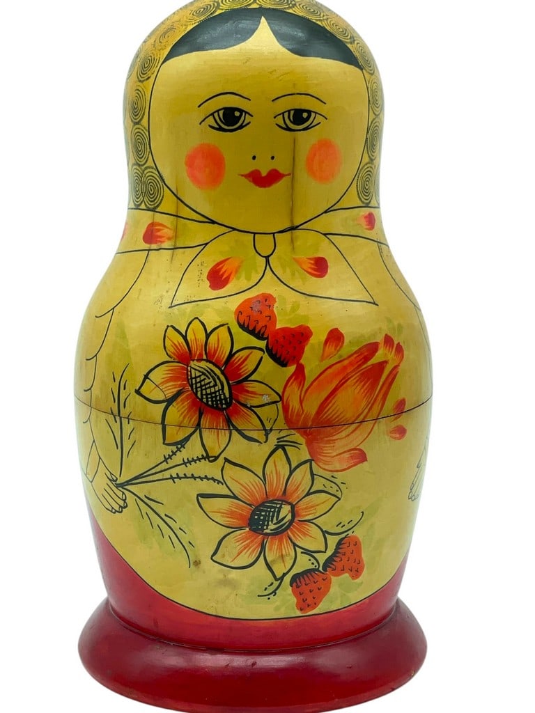 12 WOOD MATRYOSHKA RUSSIAN NESTING DOLLS 10.5" (1 of 7)