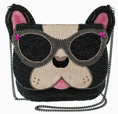 NEW! MARY FRANCES THROW ME A BONE CROSSBODY HANDBAG: NEW! MARY FRANCES THROW ME A BONE CROSSBODY HANDBAG -NEW! -DIMENSIONS: 8.5" X 1" X 7.5" -STRAP LENGTH: 49", STRAP DROP: 23.75" -REMOVABLE CROSSBODY CHAIN STRAP -"FRENCHIE KISSES" EMBROIDERED UNDER FLA
