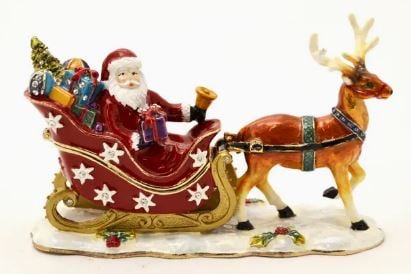 NEW! SANTA CLAUSE WITH REINDEER TRINKET BOX (1 of 5)