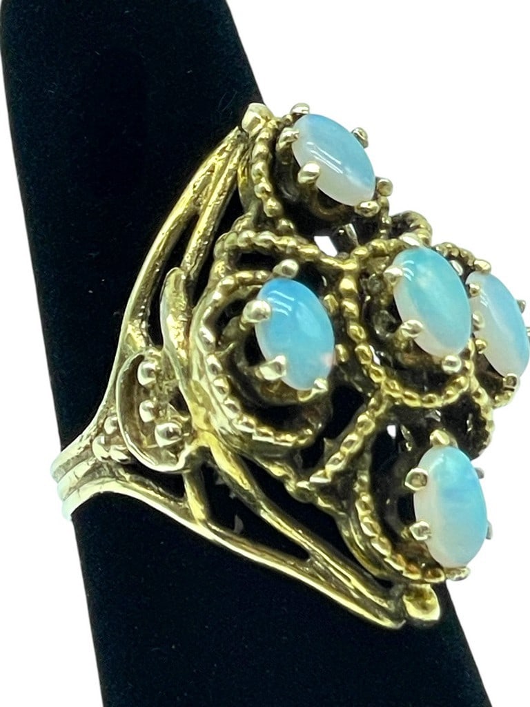 14K GOLD AND OPAL CLUSTER RING SZ 6 8G (1 of 7)