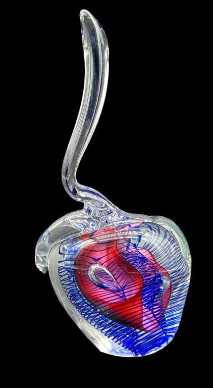 SIGNED DAVID BERGER STUDIO GLASS APPLE PAPERWEIGHT (1 of 6)