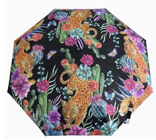 NEW!  ANUSCHKA LEOPARD WITH CACTUS FLOWERS PRINTED UMBRELLA (1 of 4)