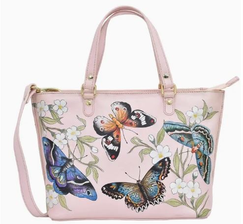 NEW! ANUSCHKA HAND PAINTED LEATHER MEDIUM TOTE BAG (1 of 5)