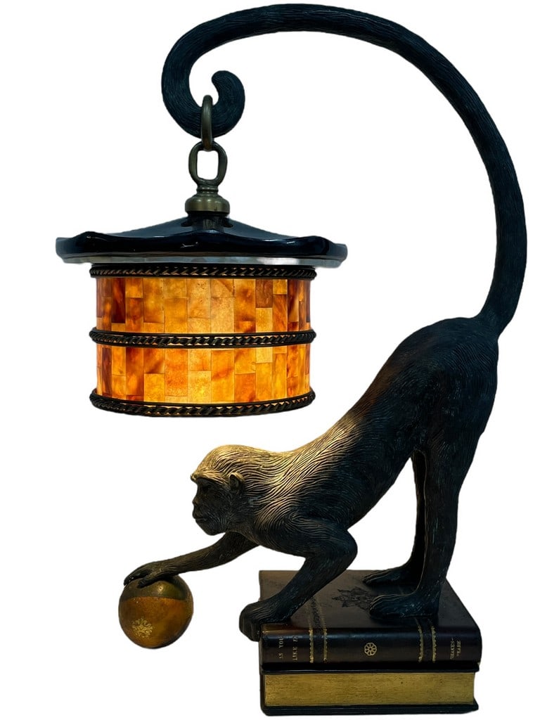 MAITLAND SMITH BRONZE MONKEY TABLE LAMP 24" (1 of 12)
