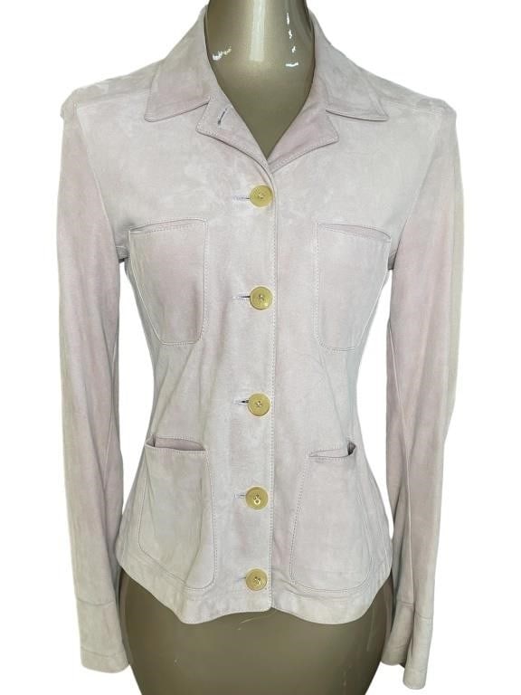 DIANE FIRSTEN LIGHT PINK LEATHER COAT SZ 40 (1 of 6)