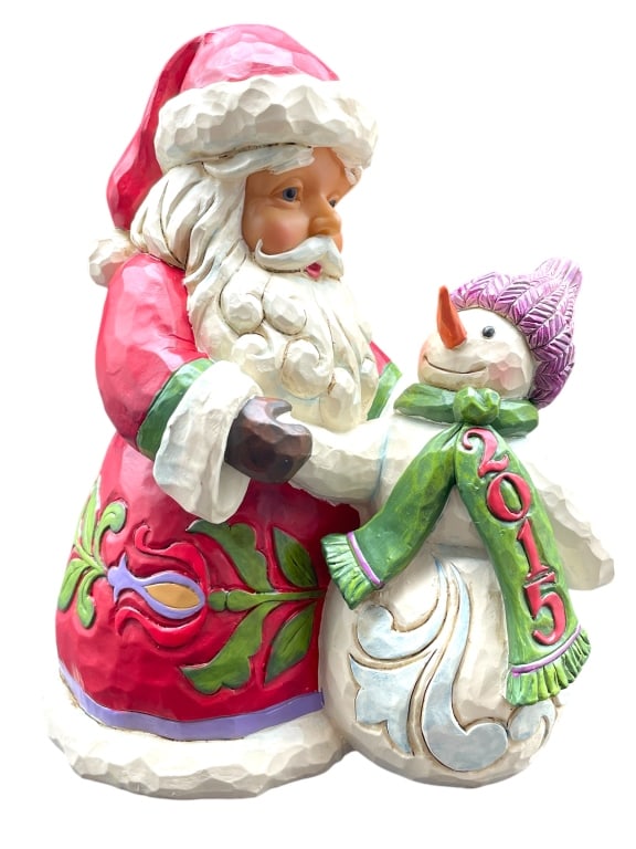 NEW! NIB JIM SHORE "JOLLY SMILES" SANTA W/ SNOWMAN (1 of 7)
