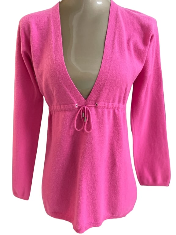 BRUNELLO CUCINELLI PINK CASHMERE SWEATER V-NECK (1 of 5)