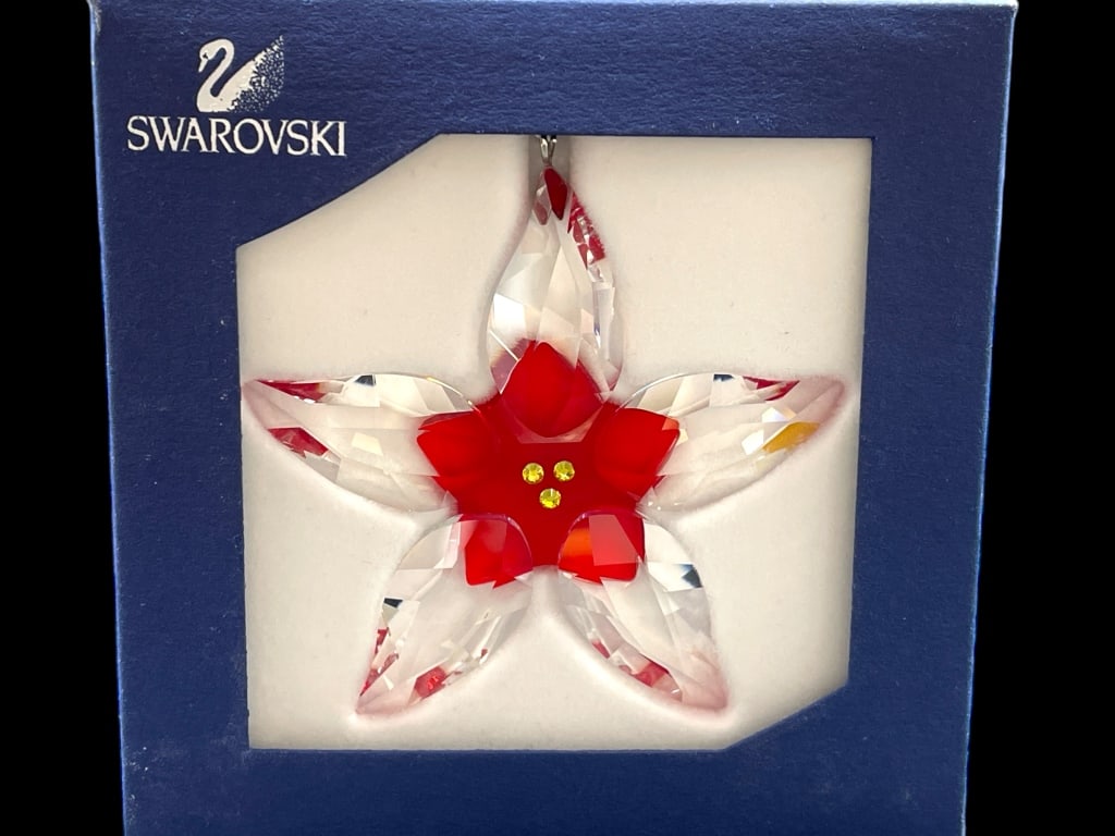 NIB SWAROVSKI CRYSTAL POINSETTI ORNAMENT (1 of 4)