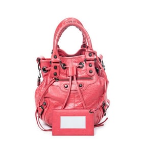 BALENCIAGA MINI CLASSIC POMPON PINK SHOULDER BAG