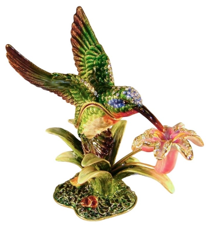 NIB JAY STRONGWATER STYLE HUMINGBIRD TRINKET BOX (1 of 2)