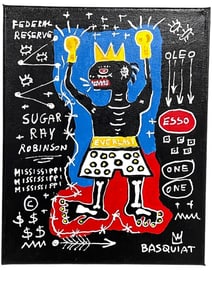 MANNER OF JEAN MICHEL BASQUIAT PAINTING CANVAS 12"