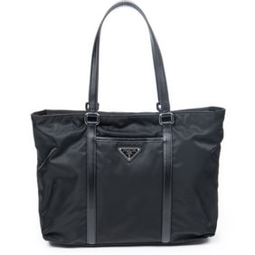PRADA HORIZONTAL ZIP SHOPPER TOTE BLACK