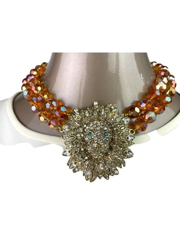 VINTAGE HEIDI DAUS SWAROVSKI CRYSTAL LION HEAD CH (1 of 2)